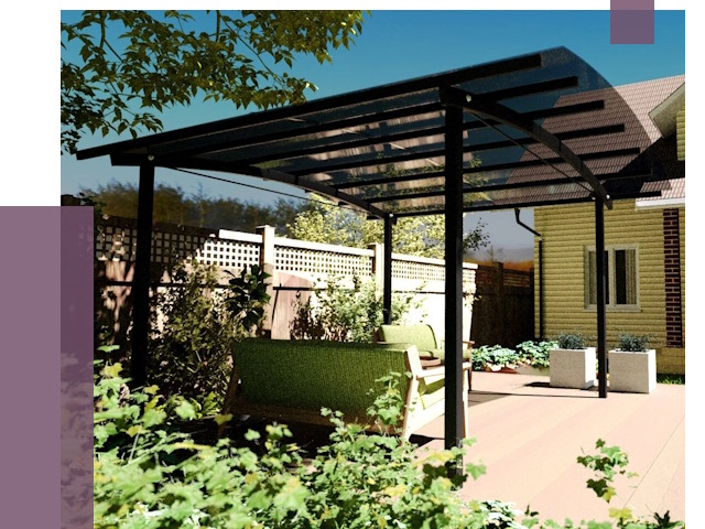 Навесы для террасы в Благовещенске от 13242 руб. под ключ | ПРОЛЁТ-Бгв